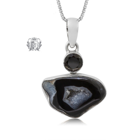 Black Spinel and Black Agate Pendant
