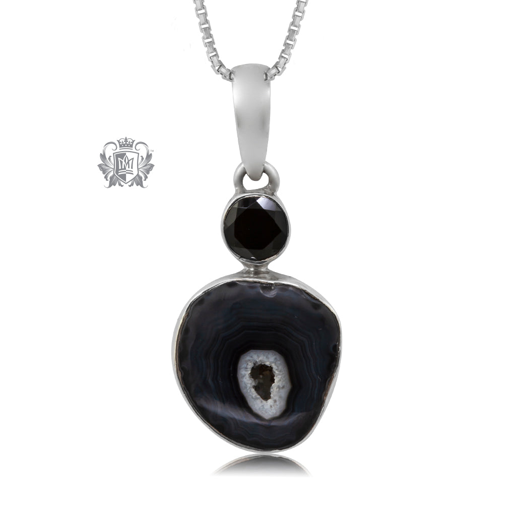 Black Agate and Black Spinel Pendant