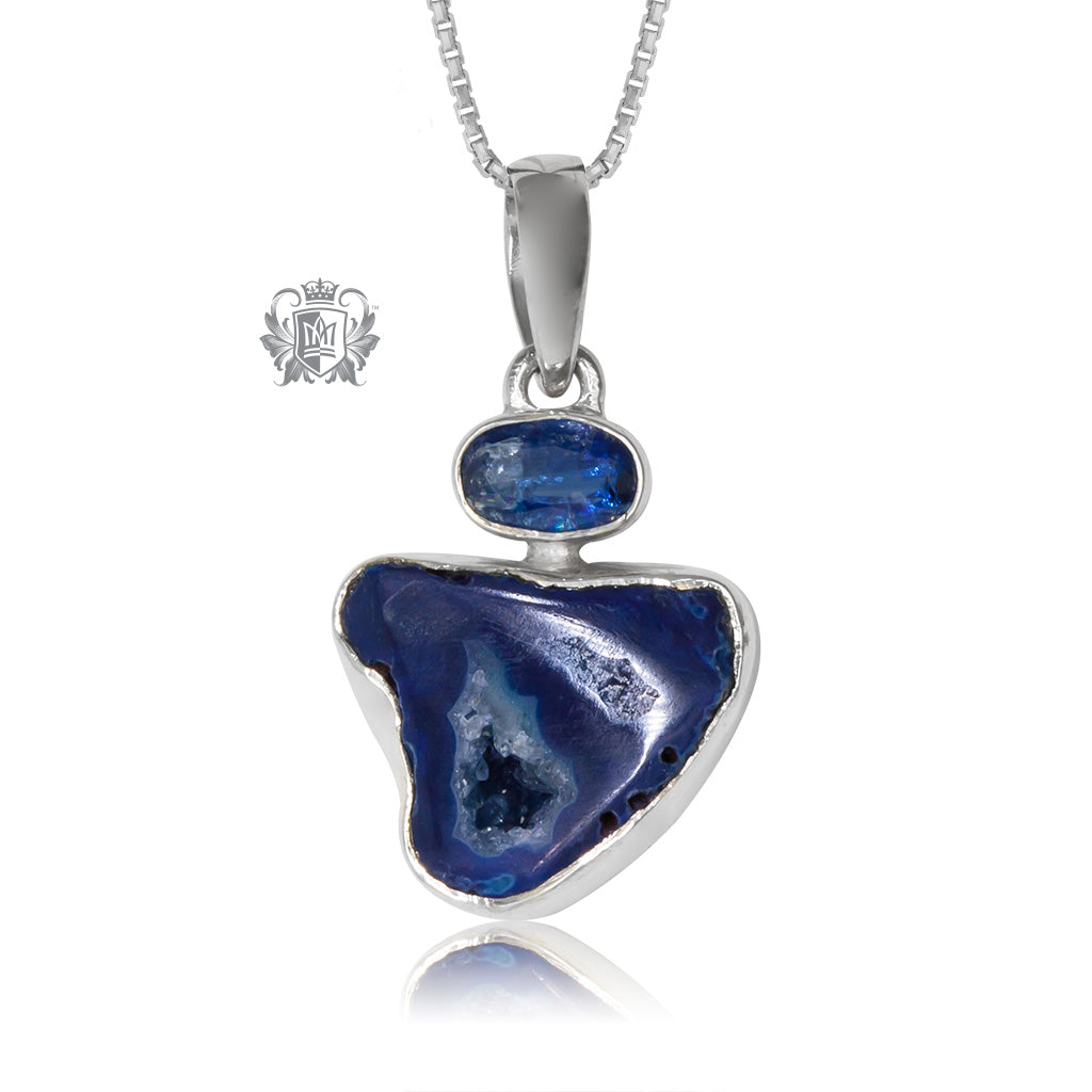 Iolite & Denim Agate Slice Pendant