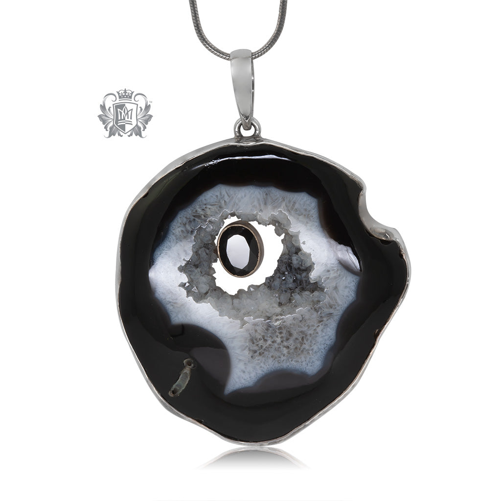 Oversized Black Agate Pendant