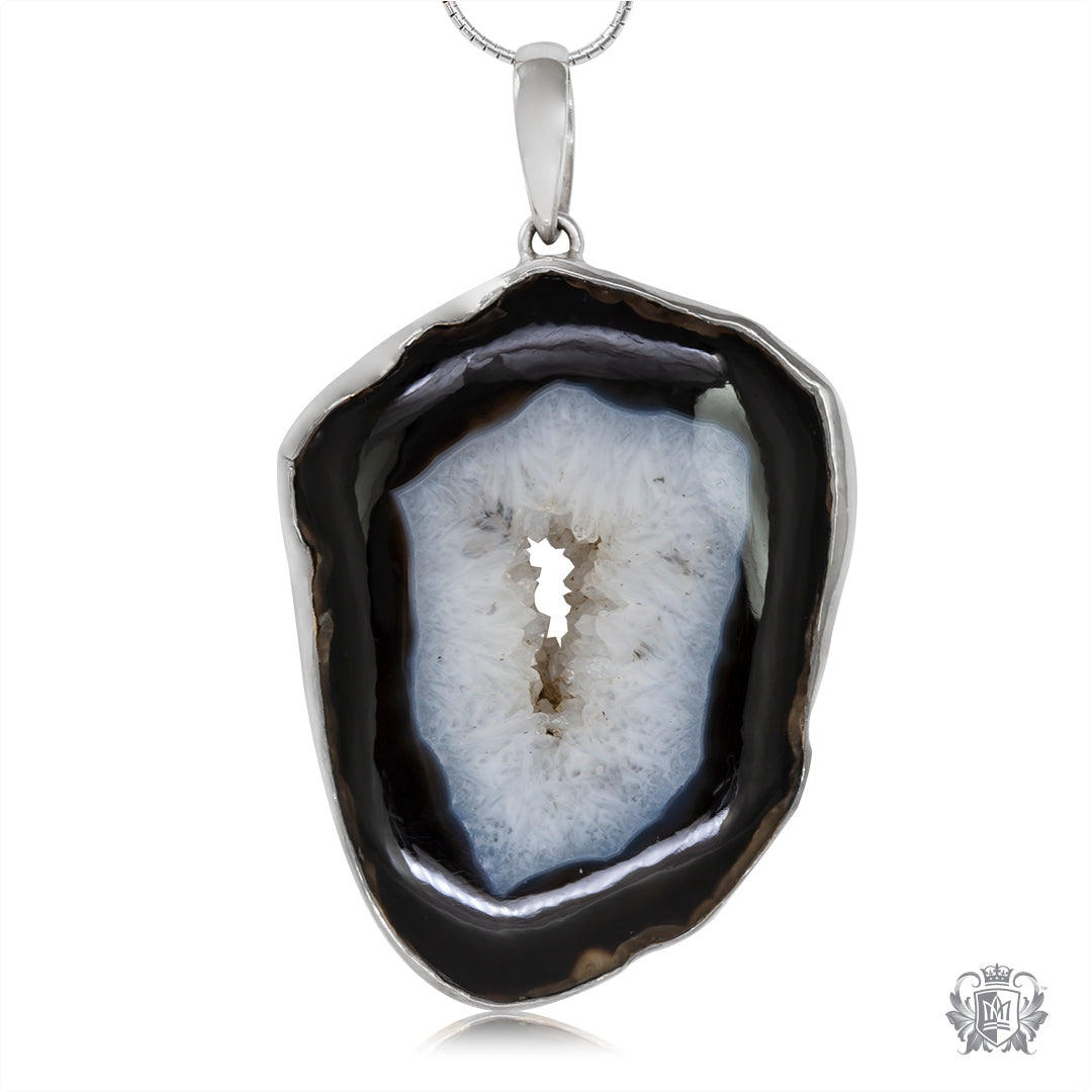 Midnight Frost Black Agate Pendant