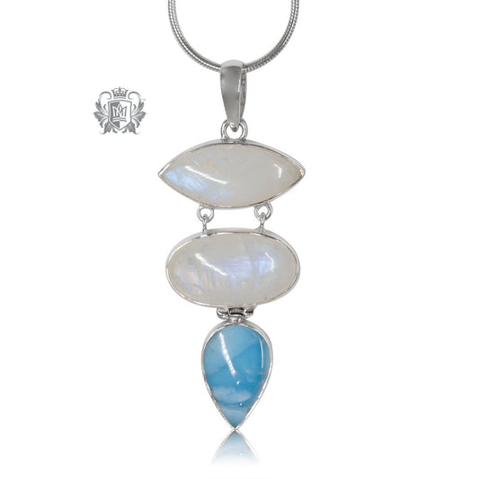 Larimar & Moonstone Pendant Metalsmiths Sterling Silver One of A Kind
