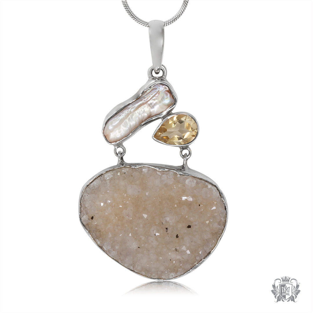 Druzy and Citrine Pendant