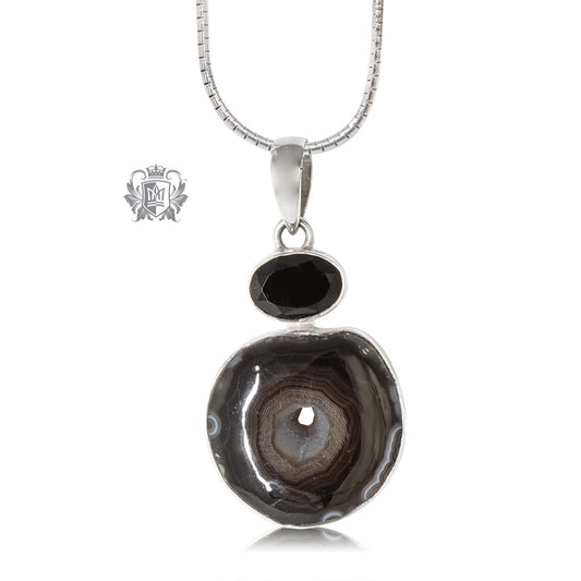 Black Agate and Black Spinel Pendant