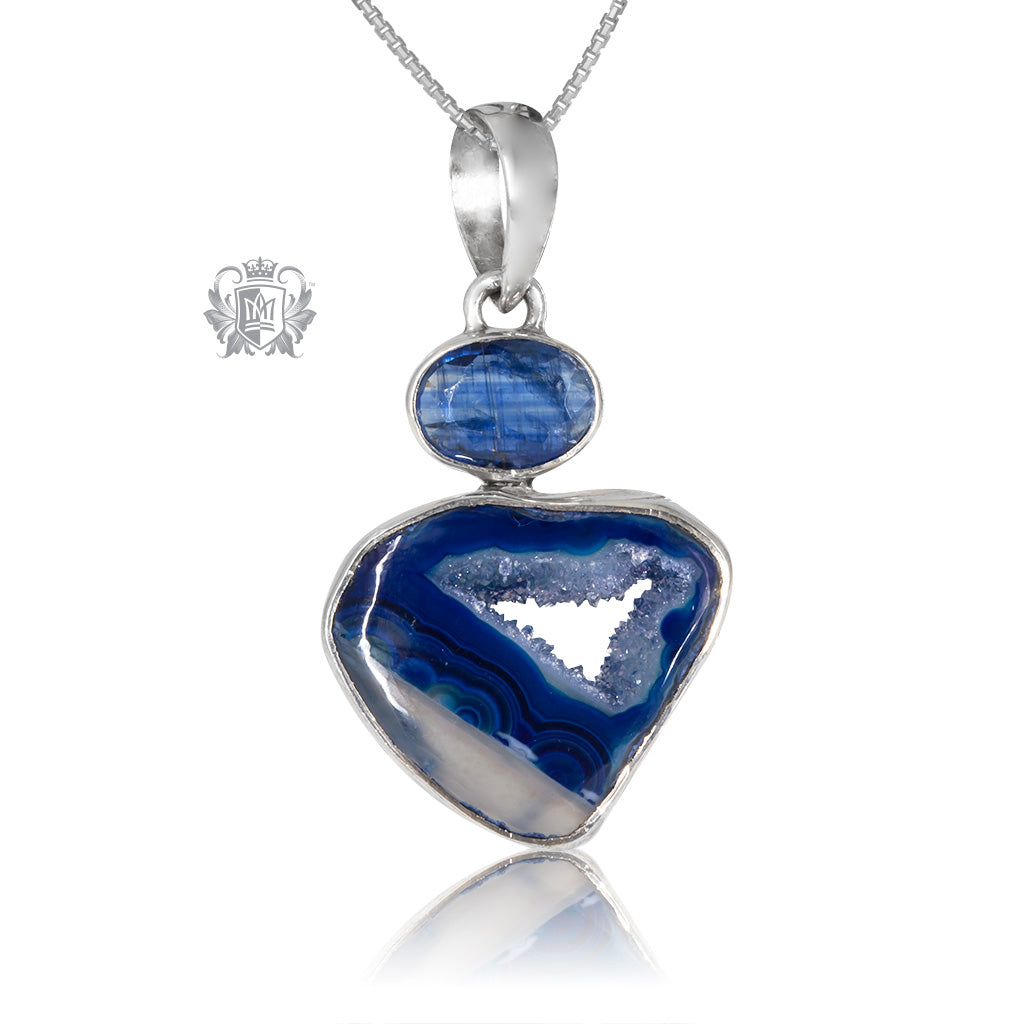 Denim Agate & Iolite Pendant