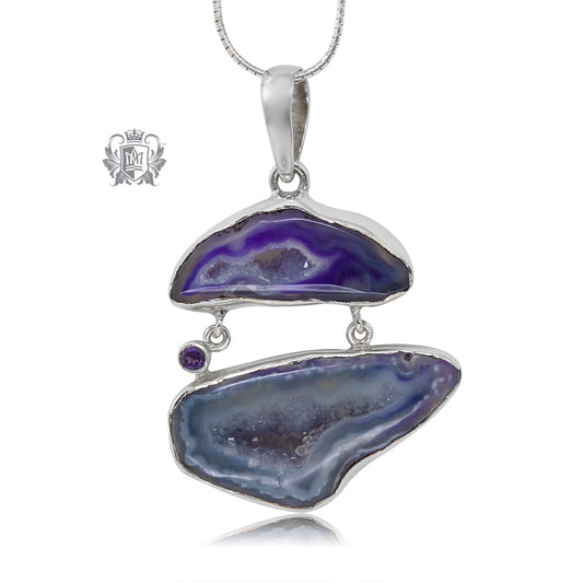 Amethyst Agate Double Pendant