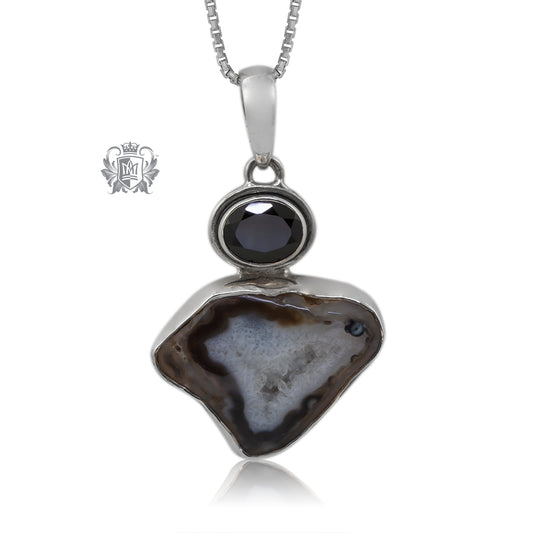 Black Agate & Black Spinel Pendant