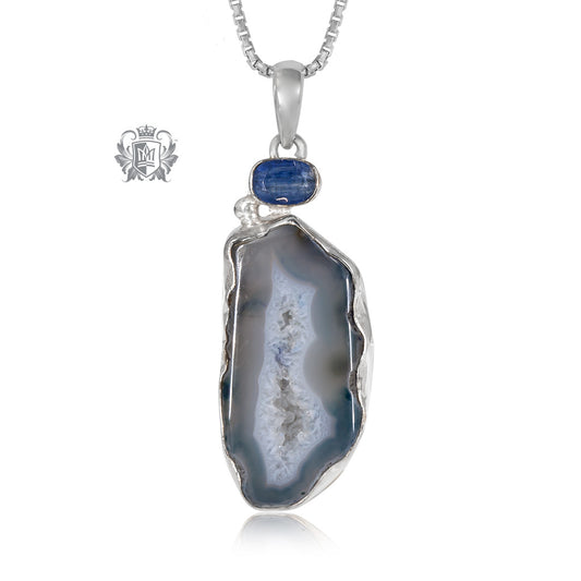 Denim Agate and Iolite Pendant
