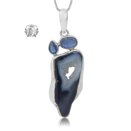 Denim Agate & Iolite Pendant