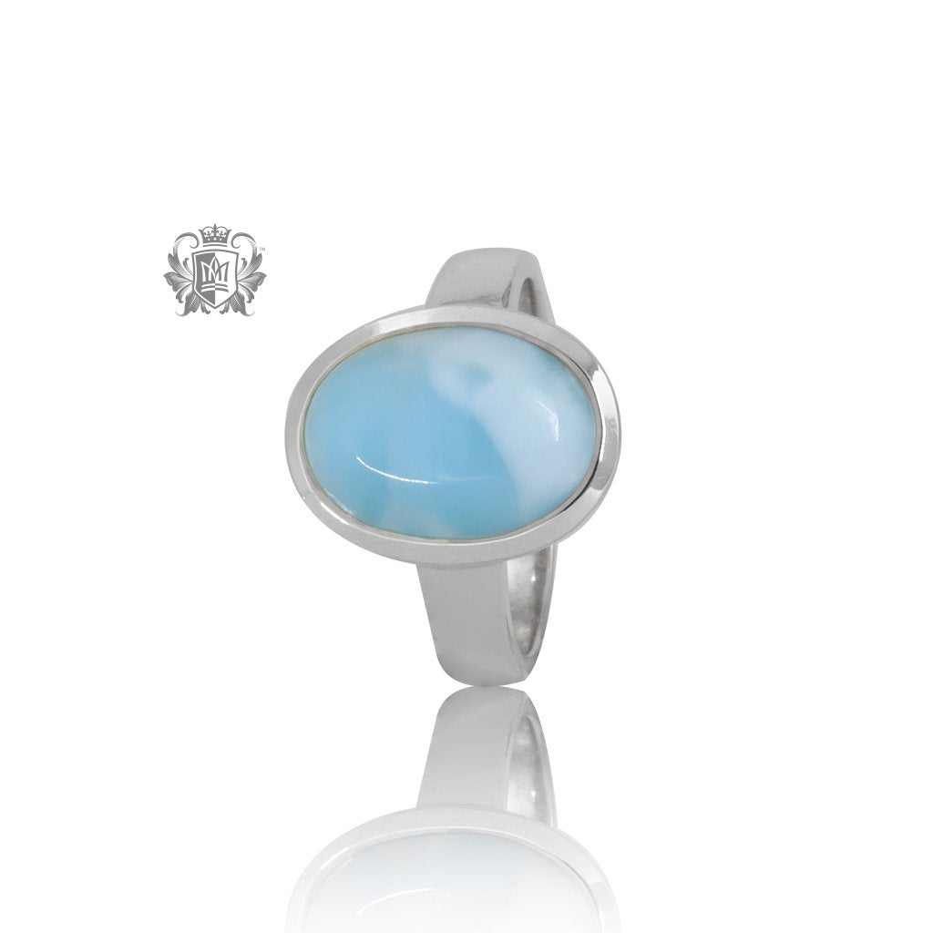 Oval Larimar Ring One of a kind Metalsmiths Sterling Silver