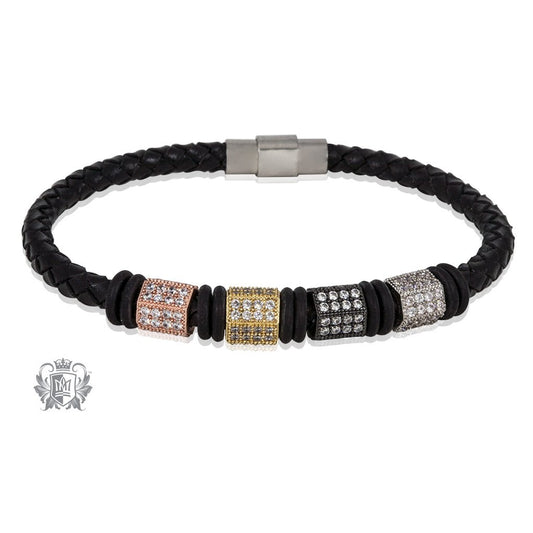Geometric Bead Braided Leather Bracelet