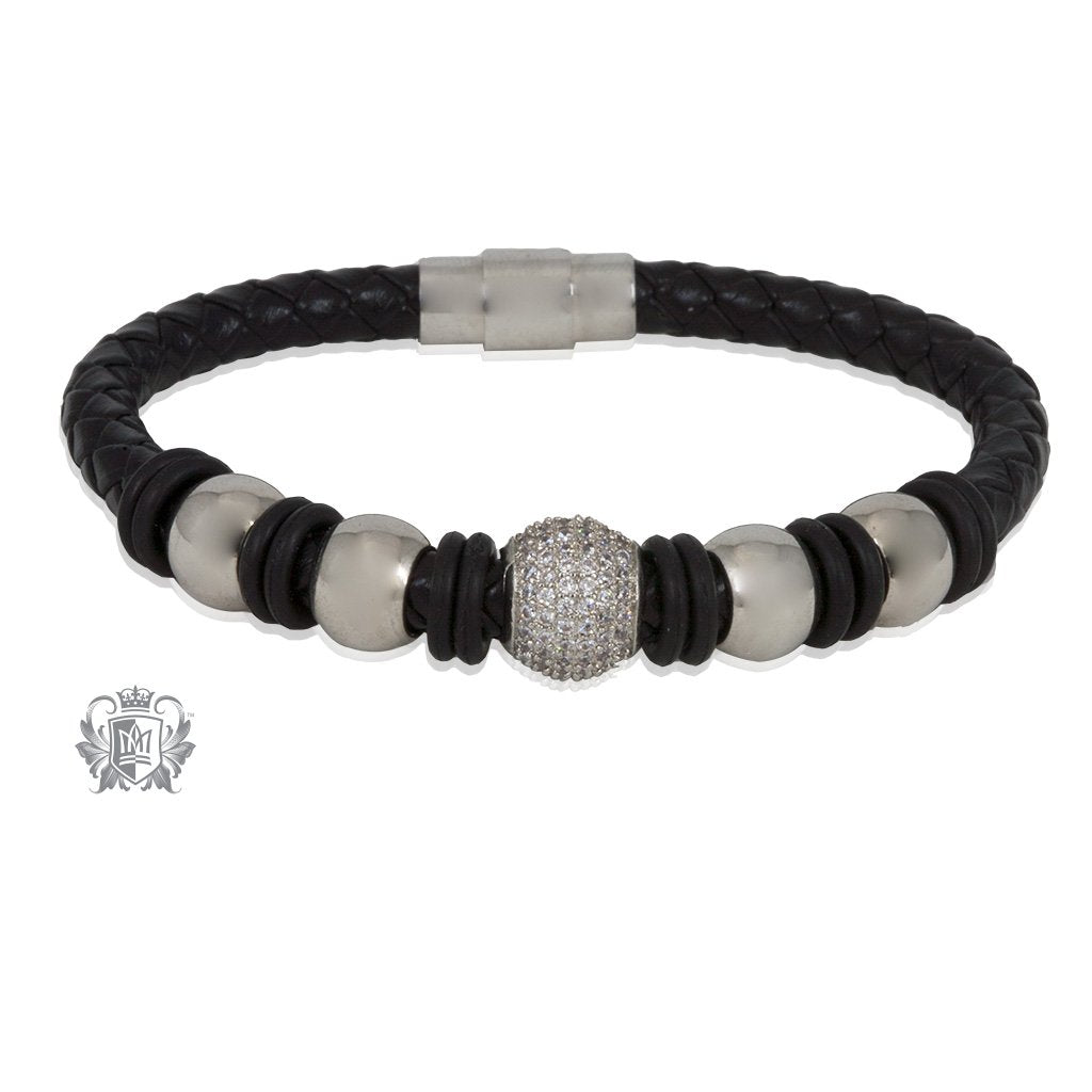 Sparkle Barrel Bead Braided Leather Bracelet