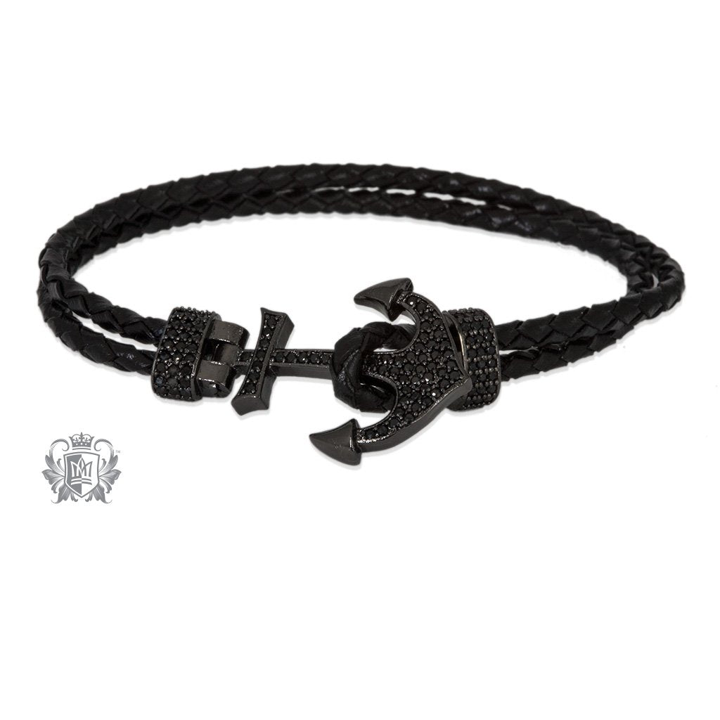 Anchor Clasp Double Braided Leather Bracelet