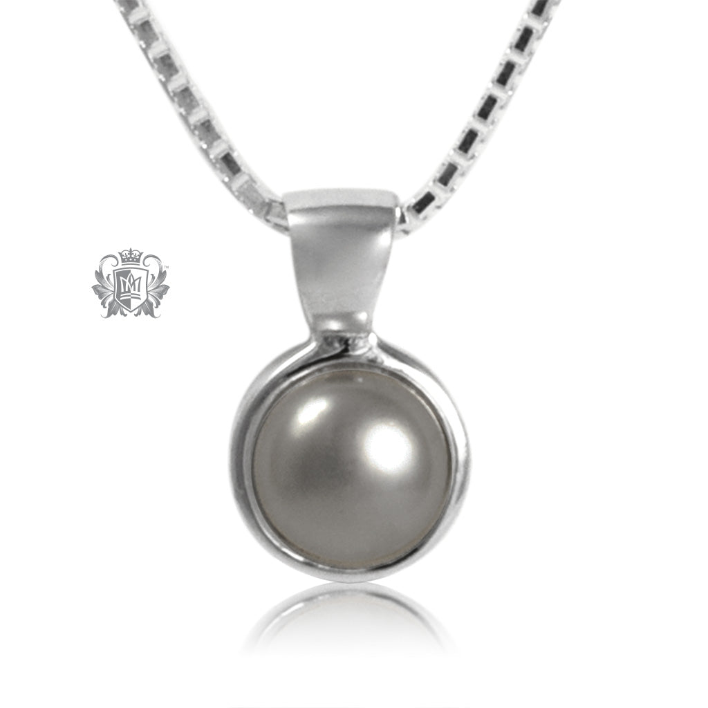 Small Fresh Water Bezel Set Pearl Pendant