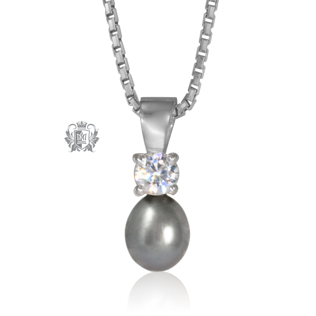Round Cubic Fresh Water Pearl Pendant