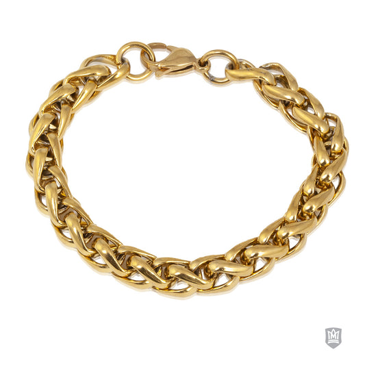 Large Modern Foxtail Gold Fused Stainless Steel Bracelet