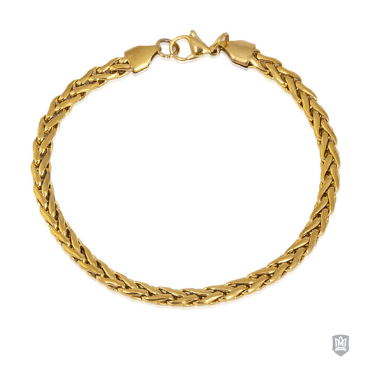 Milled Flat Foxtail Gold Fused Stainless Steel Bracelet