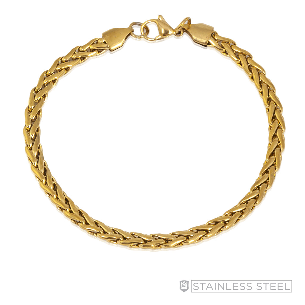 Milled Flat Foxtail Gold Fused Stainless Steel Bracelet