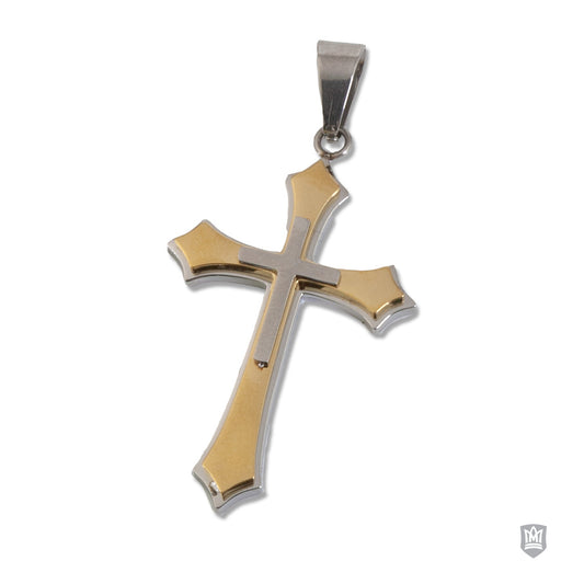 Gold Fused Stainless Steel Cross Pendant