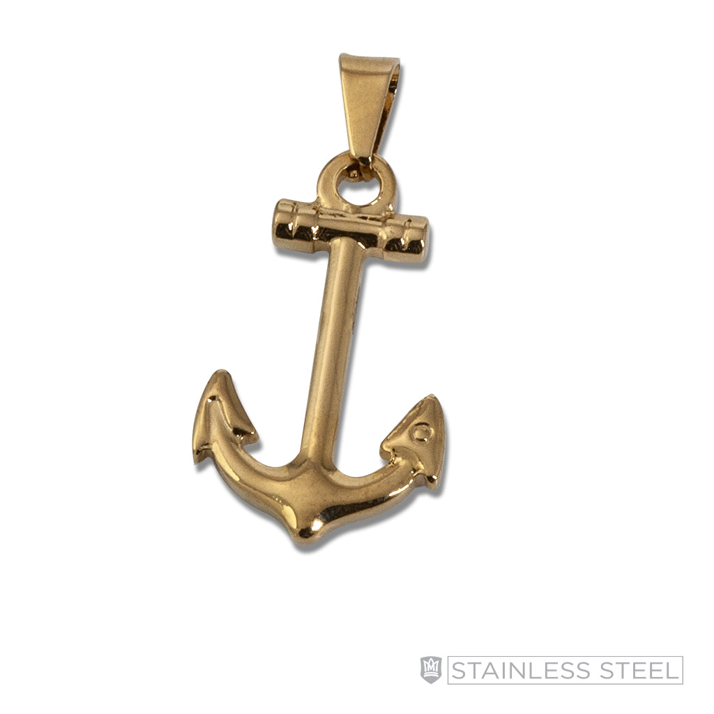 Gold Fused Stainless Steel Anchor Pendant