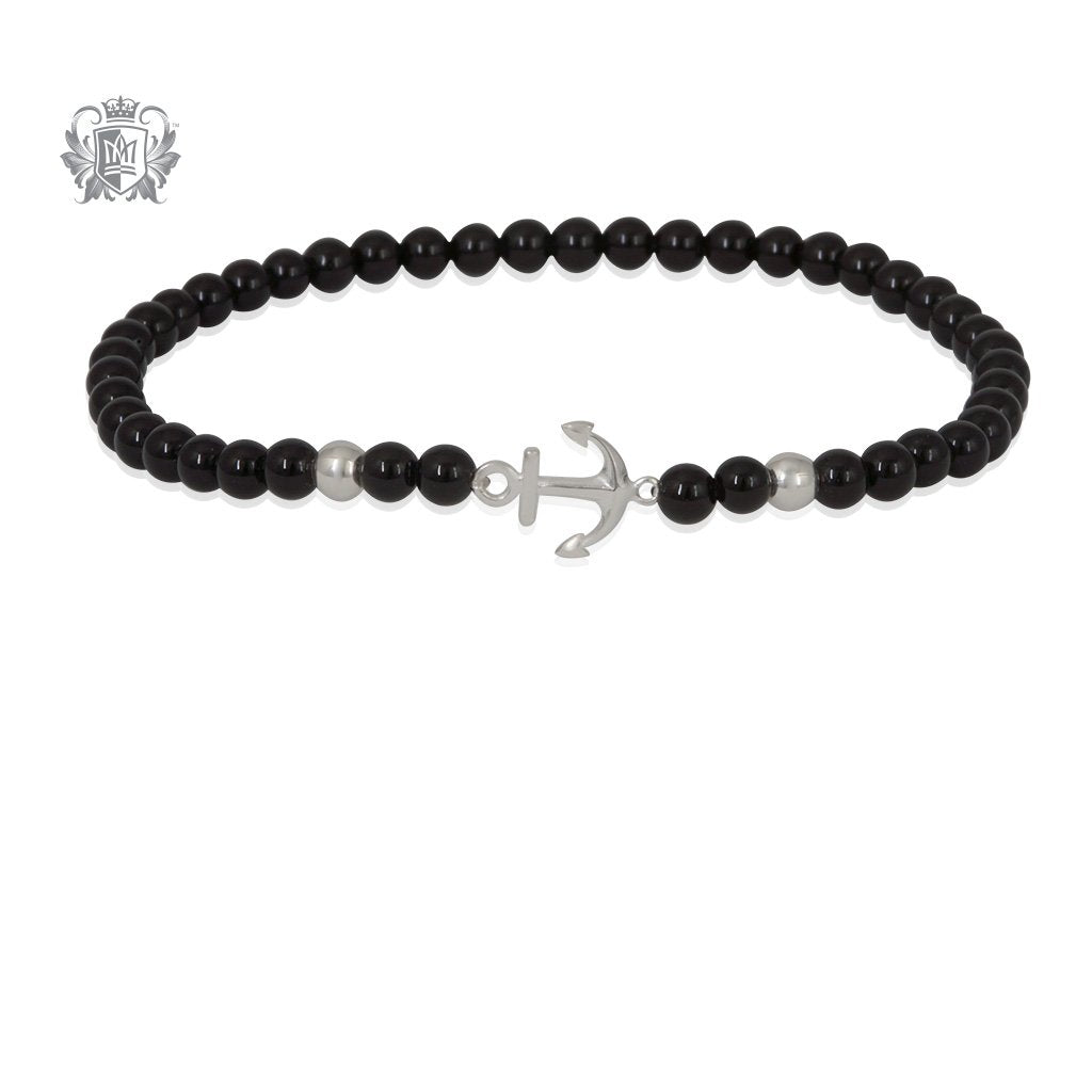 Black Onyx Anchor Friendship Bracelet