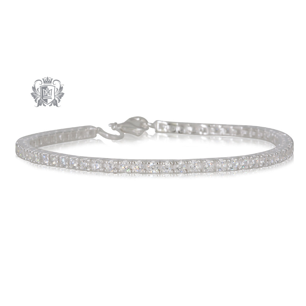 Cubic Small Prong Set Gemstone Tennis Bracelet Sterling Silver