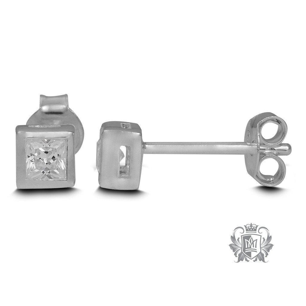 Square Bezel Set Stud Earrings - Metalsmiths Sterling‚Ñ¢ Canada