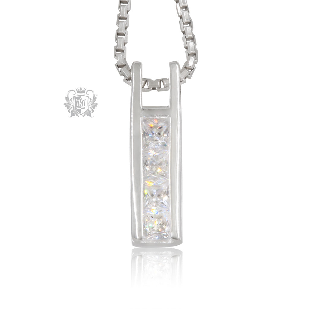 Sterling silver cubic bar necklace