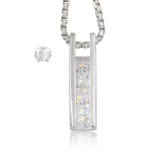 Sterling silver cubic bar necklace