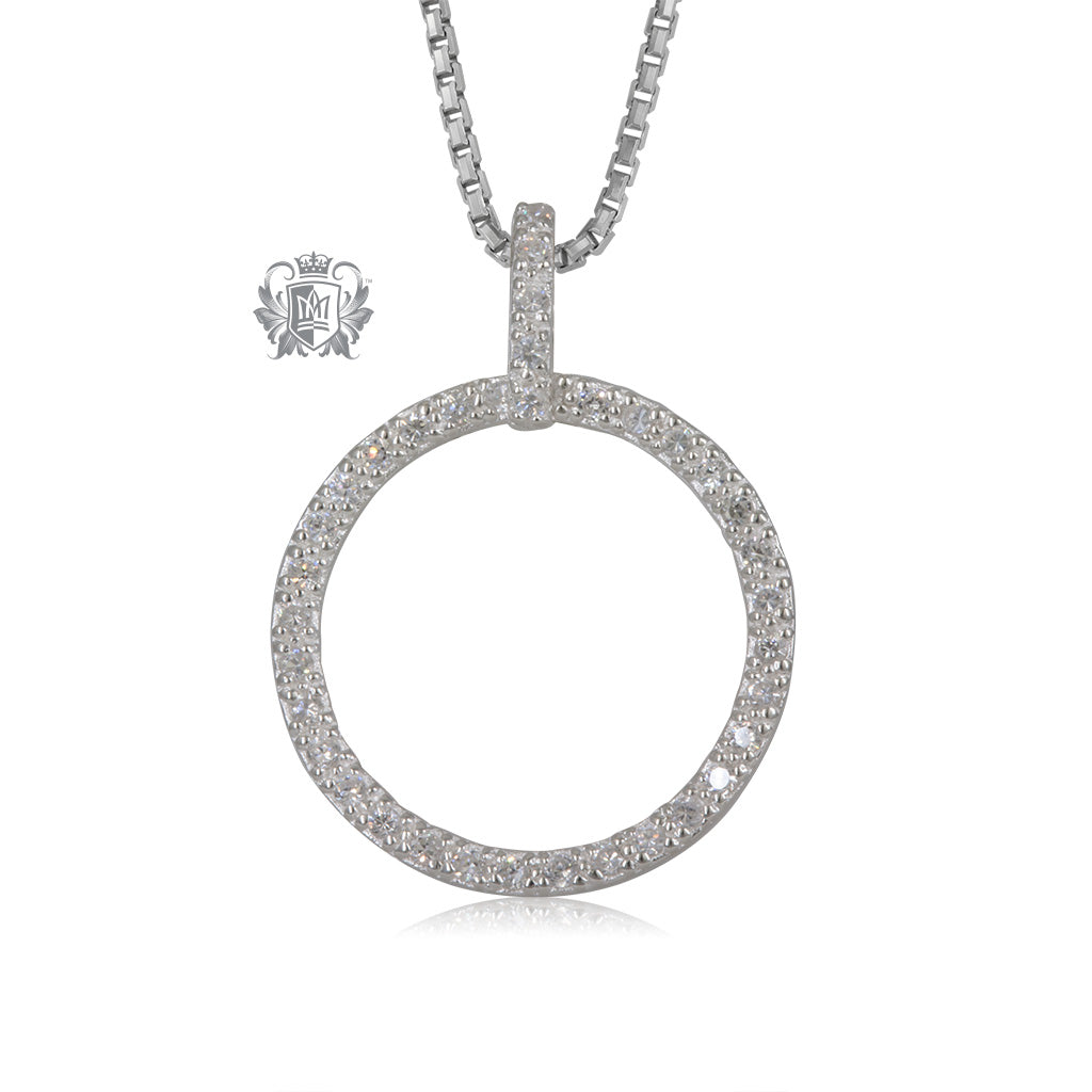 Cubic Eternity Circle Pendant - 18 inch chain Gemstone Pendants