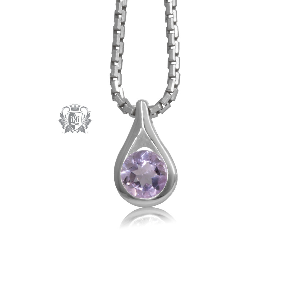 Sterling Silver Amethyst Cubic Pendant