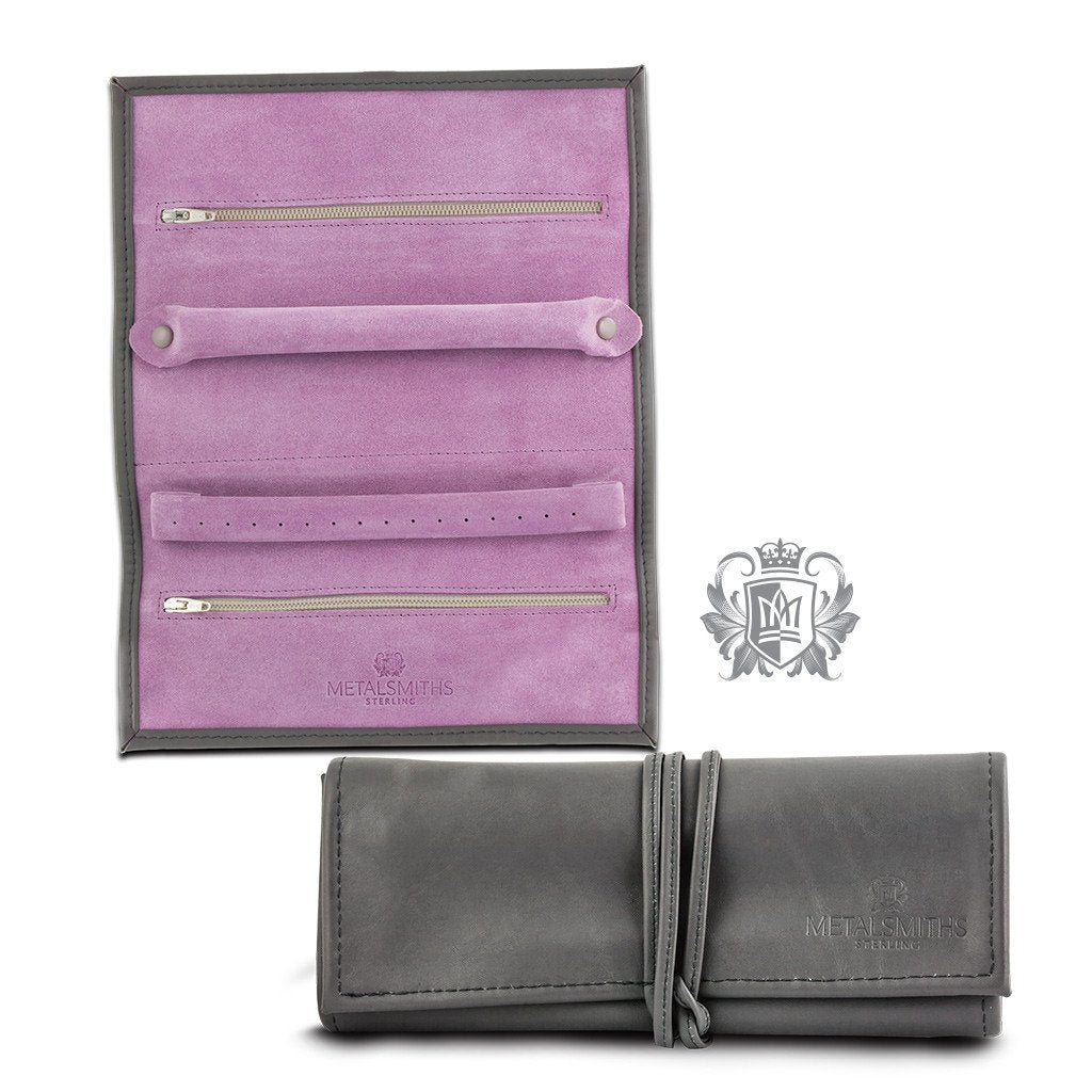 Genuine Leather Travel Jewelry Wallet - both views