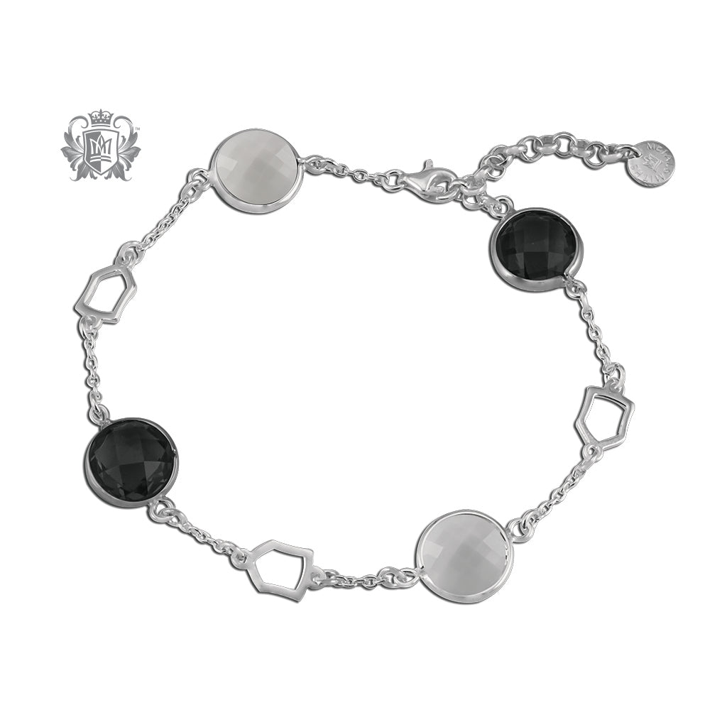 Logo Bracelet with Cubic Stones