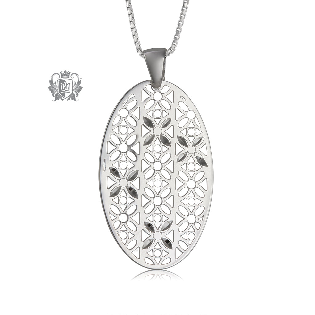 Oval Floral Cut-out Pendant