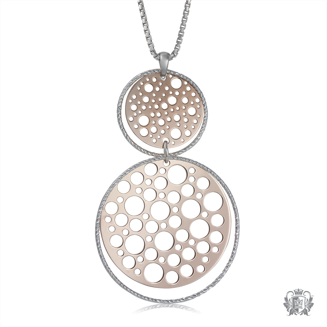 Double Round Water Drop Rose Gold Dipped Pendant
