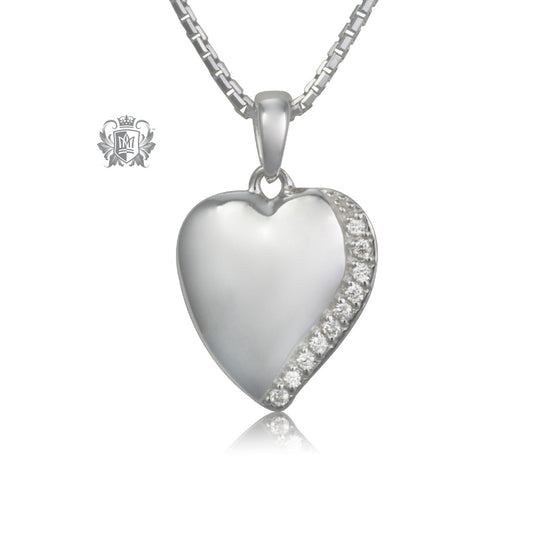 Pave Cubic Elegant Heart Pendant