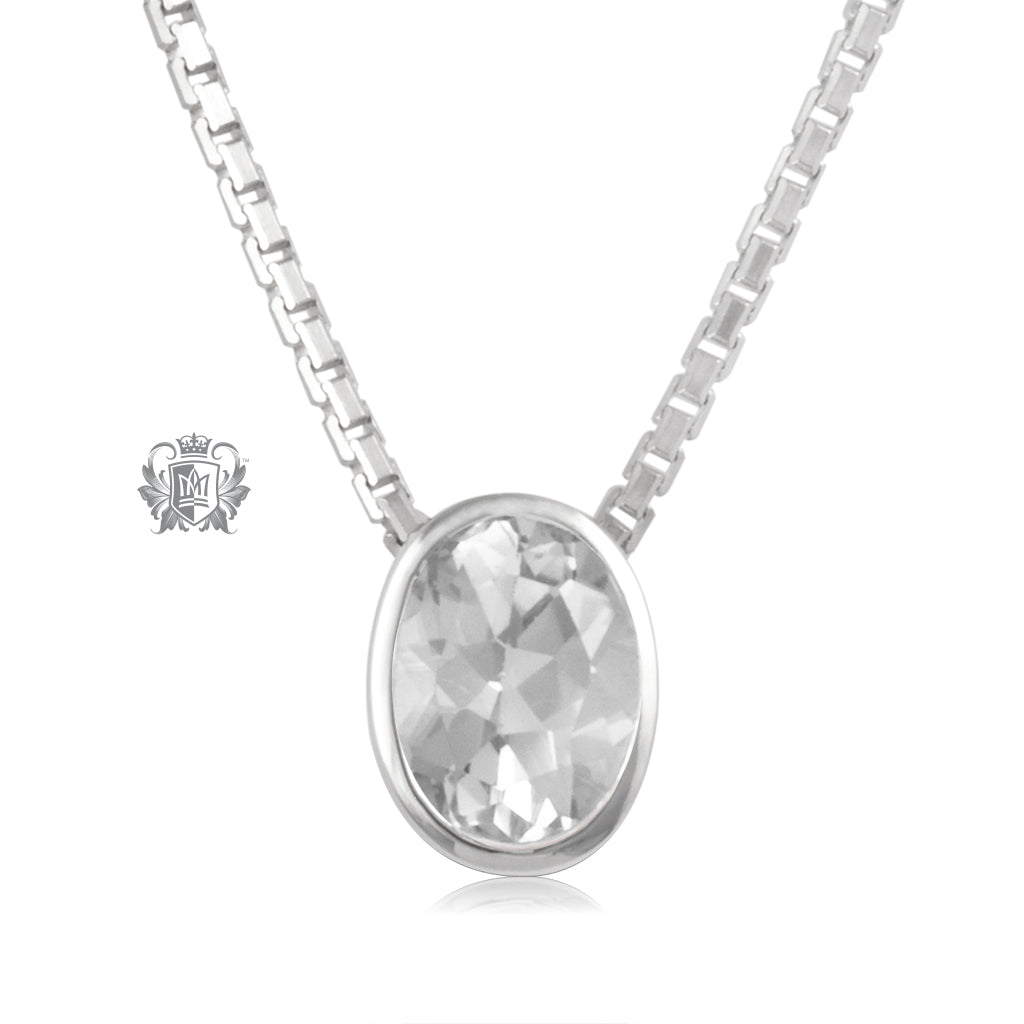 Oval Bezel Set Cubic Pendant