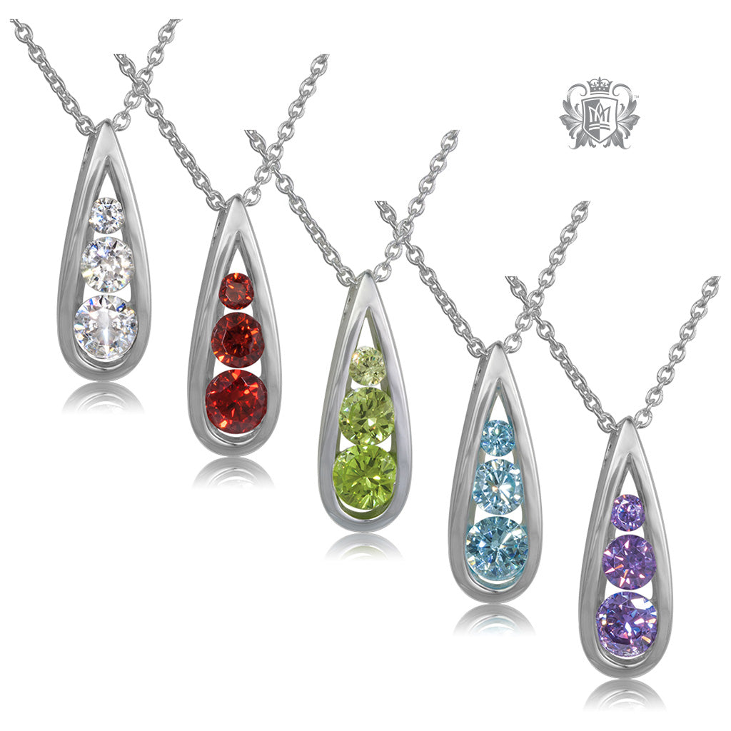 Triple Stone Tear Drop Pendant