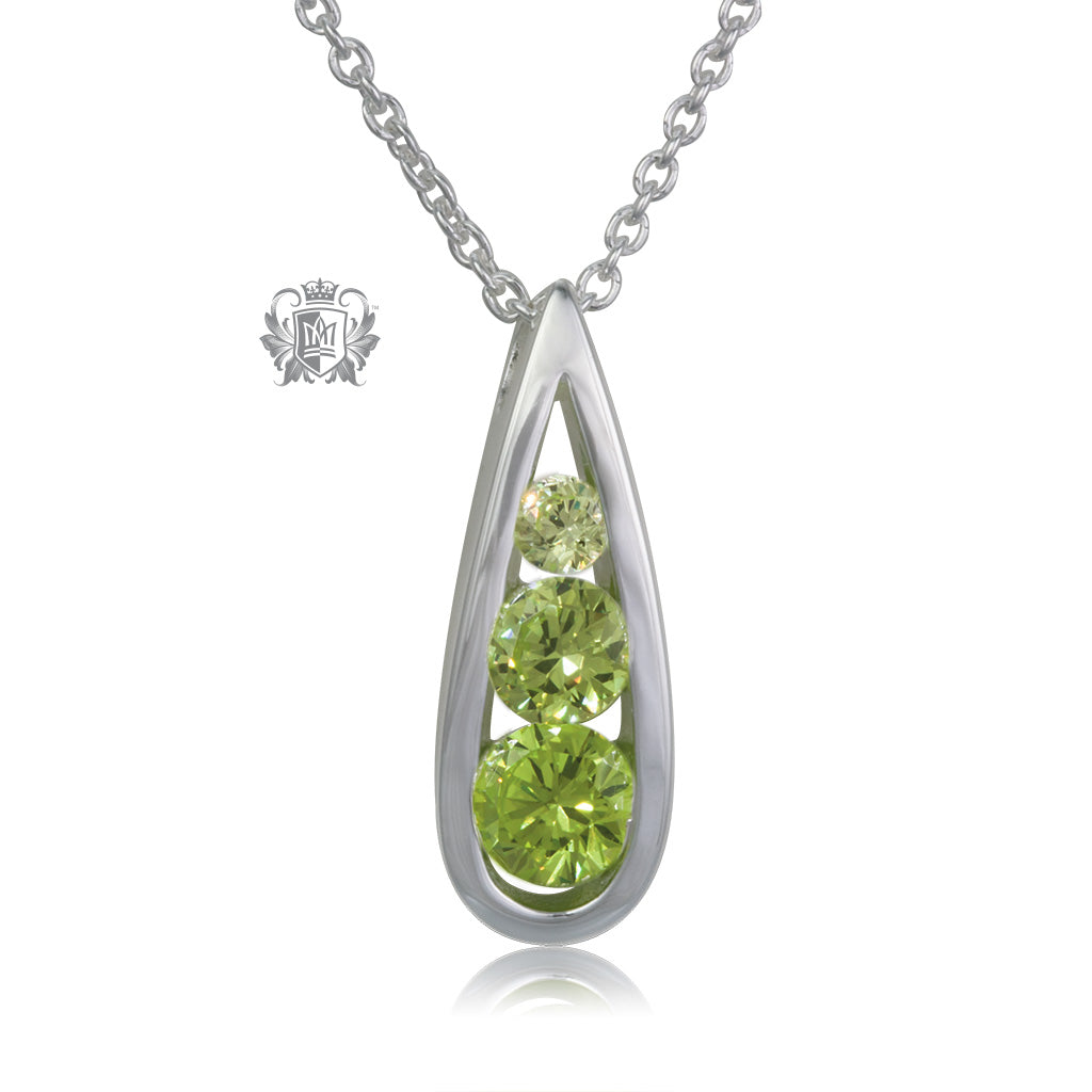 Triple Stone Tear Drop Pendant