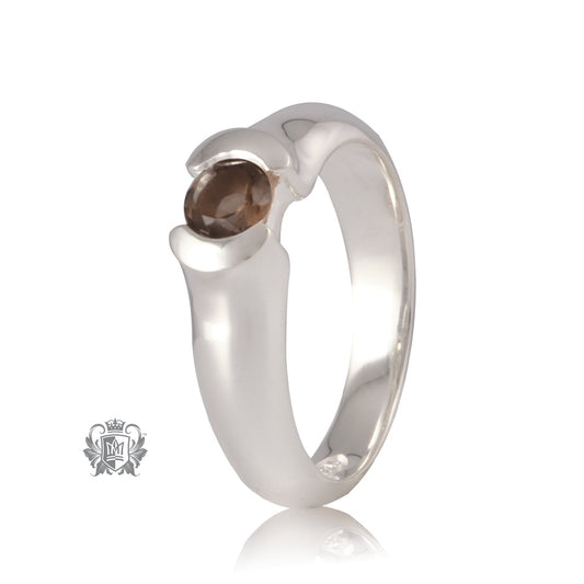 Smoky Quartz Round Ring