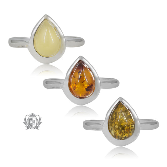 Amber Tear Drop Ring