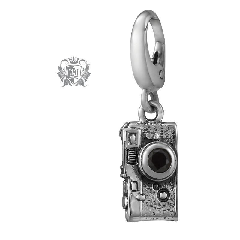 Vintage Camera Charm with Cubic Lens - Black cubic lens Charm - 1