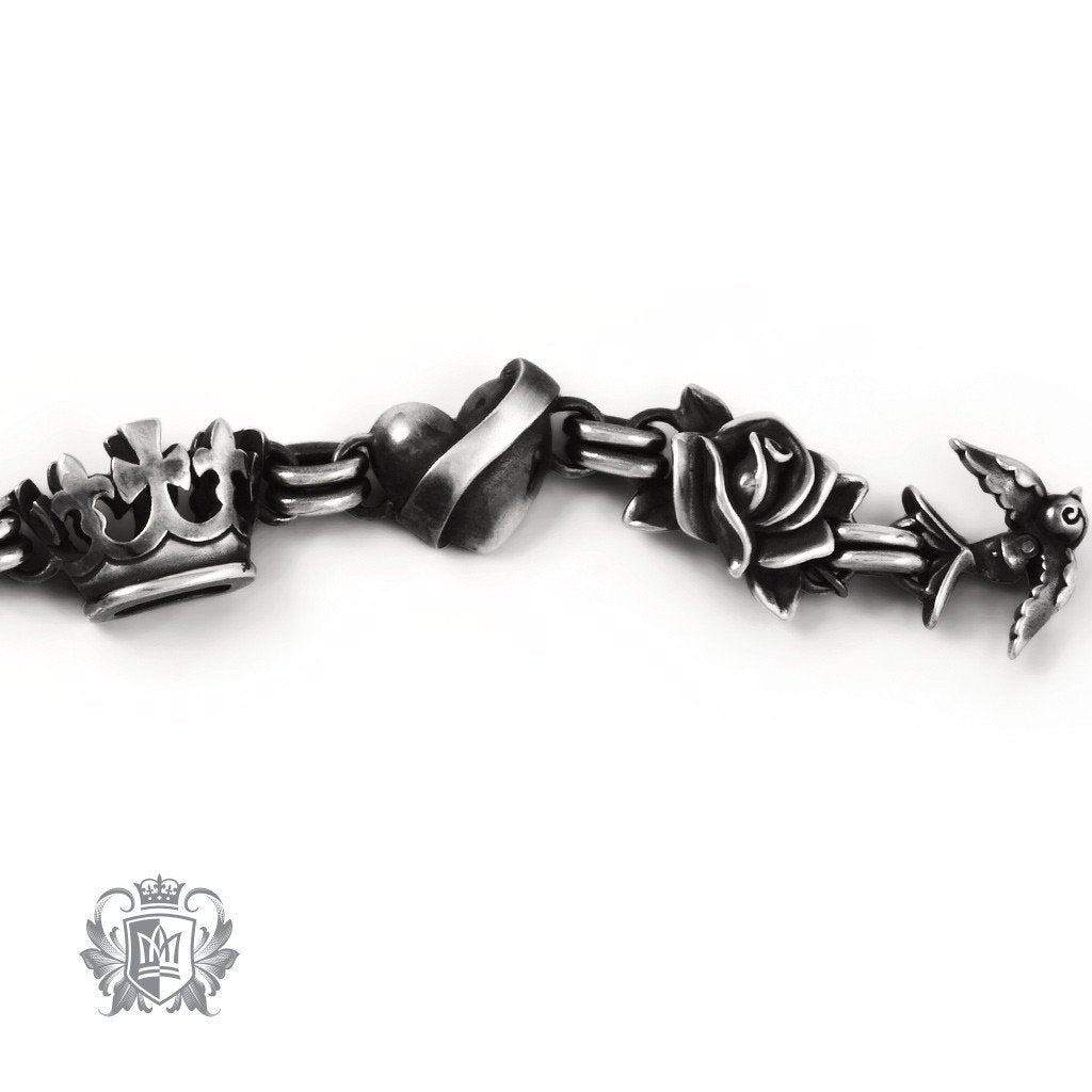 Crown, Heart, Rose Bracelet - Metalsmiths Sterling Canada