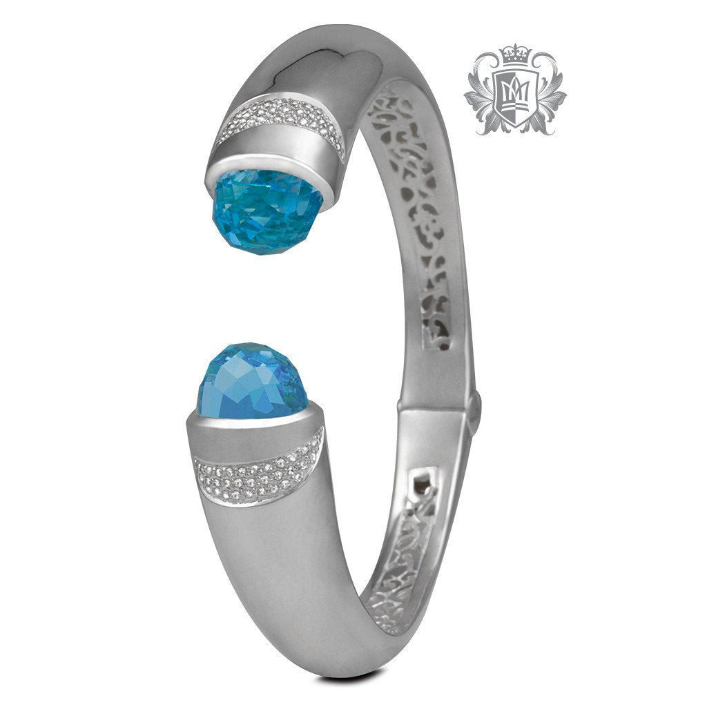 Checker Cut Bullet Bangle with Azure Detailing & Diamond Accents - Metalsmiths Sterling‚Ñ¢ Canada