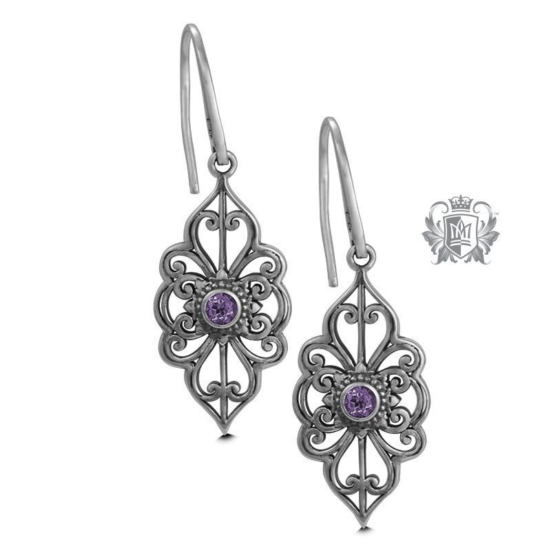 Amethyst Panos K Marquise Scroll Earrings Metalsmiths Sterling Silver