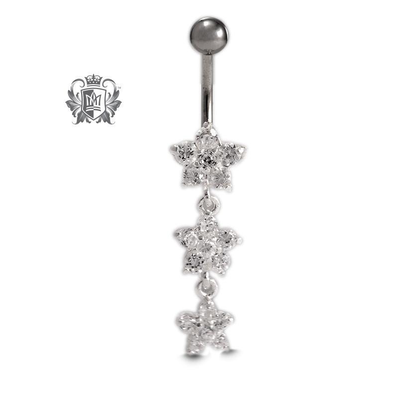 Dangling 3 Flower Belly Ring - Metalsmiths Sterling‚Ñ¢ Canada