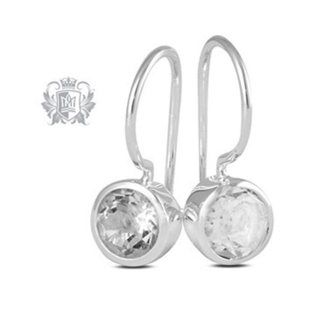 Cubic Round Bezel Hangers Sterling Silver