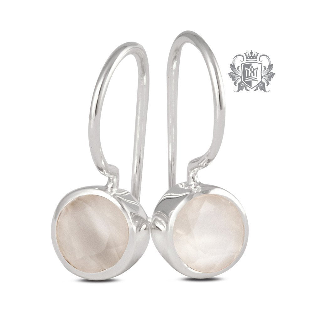 Moonstone Round Bezel Hangers Sterling Silver