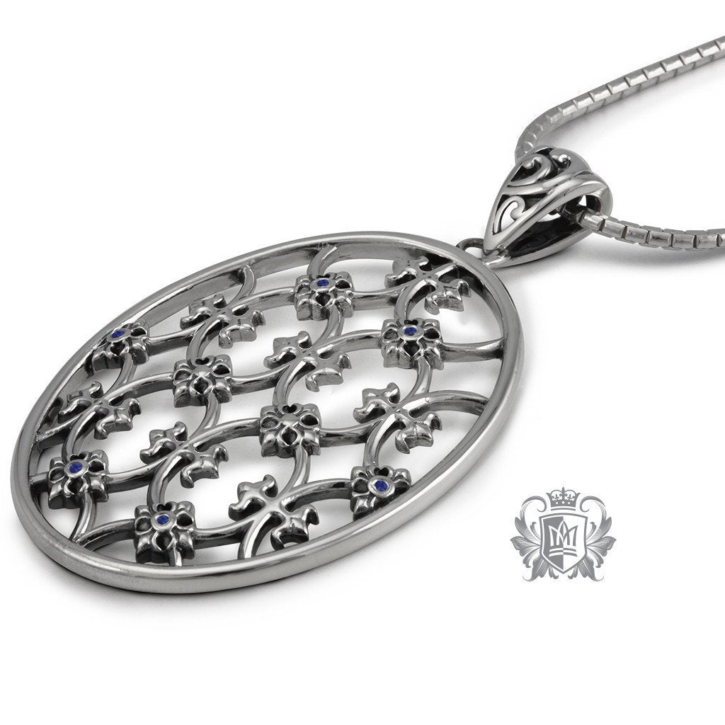 Parisian Necklace with Sapphire Accents Sterling Silver Side