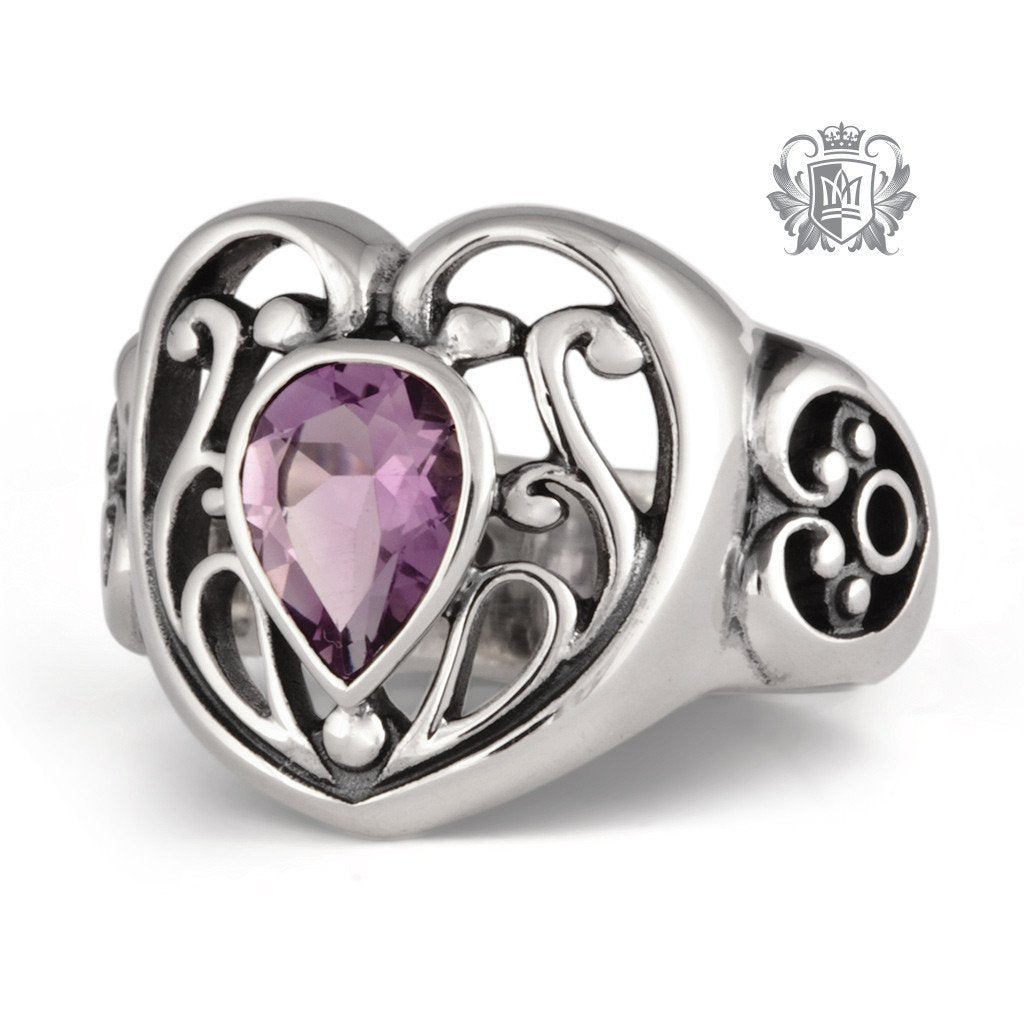 Scroll Heart Gemstone Ring - Metalsmiths Sterling‚Ä∞√£¬¢ Canada